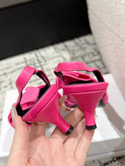 KNIFE CHEMISE 45MM SLINGBACK IN PUNCH PINK COTTON AND CALFSKIN