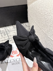 KNIFE KNOT 95MM PUMP IN BLACK STRETCH CUPRO AND NYLON JERSEY