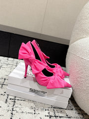 KNIFE KNOT 95MM PUMP IN BRIGHT PINK STRETCH CUPRO AND NYLON JERSEY