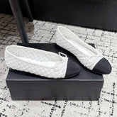 BALLET FLAT 25S IN WHITE MIX BLACK TWEED