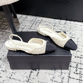 SLINGBACK 25S IN OFF WHITE AND BLACK FABRIC
