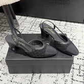 HIGH SLINGBACK 25S IN BLACK FABRIC AND CALFSKIN