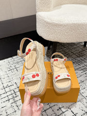 LV PLATFORM ESPADRILLE SANDALS 25S IN NUDE DENIM
