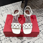 VLTN STUDDED BLOCK HEEL SANDALS 25S 60 MM IN WHITE LAMBSKIN