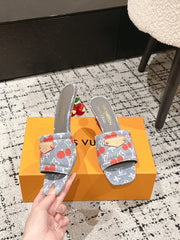 LV CHERRY HIGH HEELS 25S 55 MM IN GREY DENIM STYLE 7