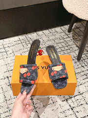 LV CHERRY HIGH HEELS 25S 55 MM IN CHARCOAL BLACK DENIM STYLE 10