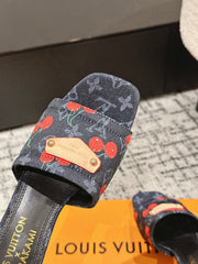 LV CHERRY HIGH HEELS 25S 55 MM IN CHARCOAL BLACK DENIM STYLE 10