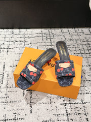 LV CHERRY HIGH HEELS 25S 55 MM IN CHARCOAL BLACK DENIM STYLE 10