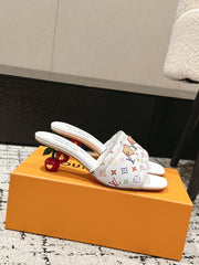 LV CHERRY HIGH HEELS 25S 55 MM IN WHITE CALFSKIN STYLE 13