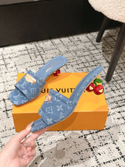 LV CHERRY HIGH HEELS 25S 55 MM IN BLUE DENIM STYLE 5