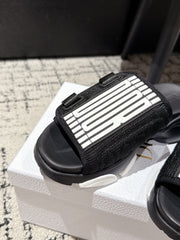 DIOR ADJUSTABLE STRAP SANDALS 25S 50 MM IN BLACK FABRIC MIX CALFSKIN STYLE 5