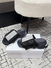 DIOR ADJUSTABLE STRAP SANDALS 25S 50 MM IN BLACK FABRIC MIX CALFSKIN STYLE 5