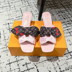 LV CHERRY HIGH HEELS 25S IN PINK CALFSKIN WITH BOW STYLE 17