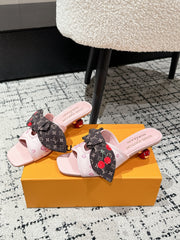 LV CHERRY HIGH HEELS 25S IN PINK CALFSKIN WITH BOW STYLE 17