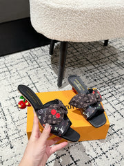 LV CHERRY HIGH HEELS 25S IN BLACK CALFSKIN WITH BOW STYLE 12