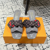 LV CHERRY HIGH HEELS 25S IN DARK GREY DENIM WITH BOW STYLE 7
