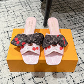 LV CHERRY HIGH HEELS 25S IN LIGHT PINK DENIM WITH BOW STYLE 4