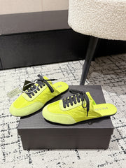 PRADA 25S DEXUN MULE IN LIME GREEN SUEDE LEATHER
