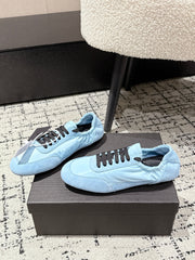 PRADA 25S COLLAPSE SNEAKERS IN LIGHT BLUE RE NYLON AND SUEDE