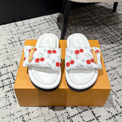 LV MIAMI-STYLE SANDALS 25S IN WHITE FABRIC AND CALFSKIN