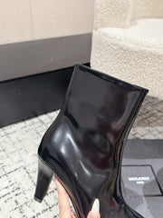 YSL 25S HEELED ANKLE BOOTS 70 MM IN BLACK LAMBSKIN