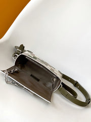 STEAMER WEARABLE WALLET 16 IN BEIGE AND KHAKI COLORWAY COATED CANVAS