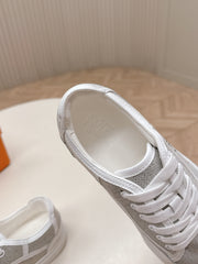 HM 25S SNEAKER LOW SPORTS IN GREY CANVAS MIX WHITE LAMBSKIN