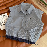 CC 25 Striped Shirt Navy Blue White Cotton