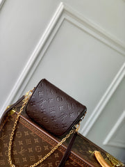 MINI BUMBAG 17 IN DARK BROWN MONOGRAM EMBOSSED LOGO CALFSKIN