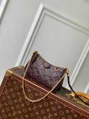 EASY POUCH ON STRAP 19 IN DARK BROWN MONOGRAM EMBOSSED LOGO CALFSKIN
