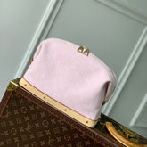 COSMETIC POUCH 27 IN PINK MONOGRAM DENIM GOLD HARDWARE