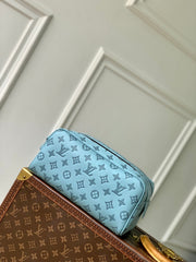 DOPP KIT 28 IN SKY BLUE MONOGRAM SHADOW CALFSKIN EMBOSSED LOGO