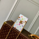 PHONE POUCH 17.5 IN WHITE MULTICOLORED MONOGRAM COATED CANVAS