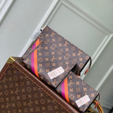 RIO TOILET POUCH 25 IN BROWN CANVAS MONOGRAM GOLD LOCK