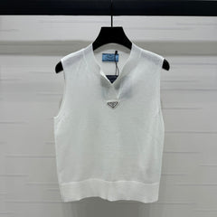 PRADA SEQUIN-EMBELLISHED V-NECK KNIT TANK BLAZER 274810