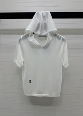 DIOR SHORT-SLEEVE LACE-KNIT HOODIE 274811