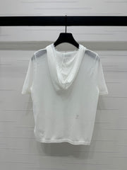 DIOR SHORT-SLEEVE LACE-KNIT HOODIE 274811