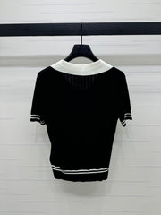 CELINE SHORT-SLEEVE KNIT TOP BLACK 274820