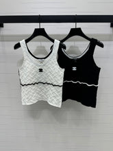 CHANEL SOFT U-NECK KNIT TOP IN BLACK AND WHITE