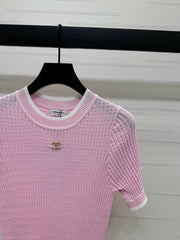 CHANEL 25S SHORT SLEEVE CREW NECK SWEATER 264254