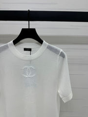 CHANEL CREW NECK SHORT-SLEEVE KNIT TOP 274964
