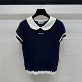 MIUMIU SHORT-SLEEVE PETER PAN COLLAR TOP 274827