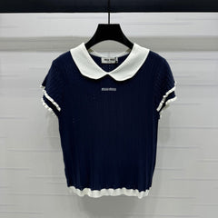 MIUMIU SHORT-SLEEVE PETER PAN COLLAR TOP 274827