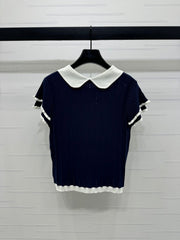 MIUMIU SHORT-SLEEVE PETER PAN COLLAR TOP 274827