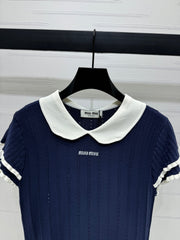 MIUMIU SHORT-SLEEVE PETER PAN COLLAR TOP 274827