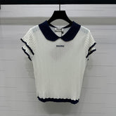 MIUMIU SHORT-SLEEVE PETER PAN COLLAR TOP 274825