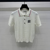 MIUMIU KNITTED POLO SHIRT WHITE 274837