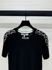 DIOR SHORT-SLEEVE JACQUARD KNIT TOP 274855