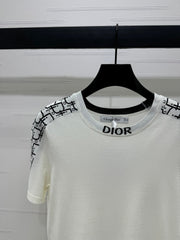 DIOR SHORT-SLEEVE JACQUARD KNIT TOP 274853