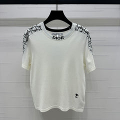 DIOR SHORT-SLEEVE JACQUARD KNIT TOP 274853